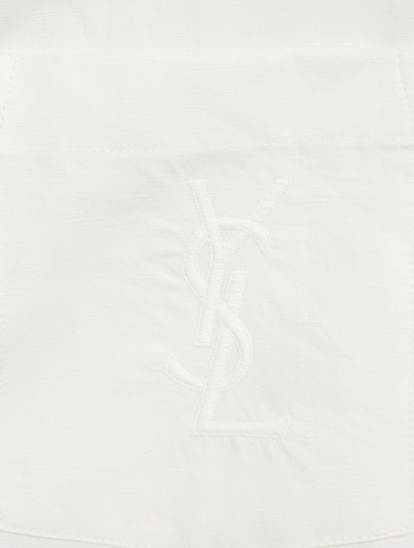 Monogram Embroidered Cotton And Linen Shirt