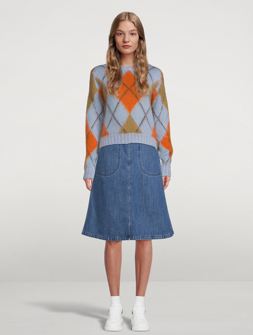 Wool And Mohair Argyle Knit Sweater