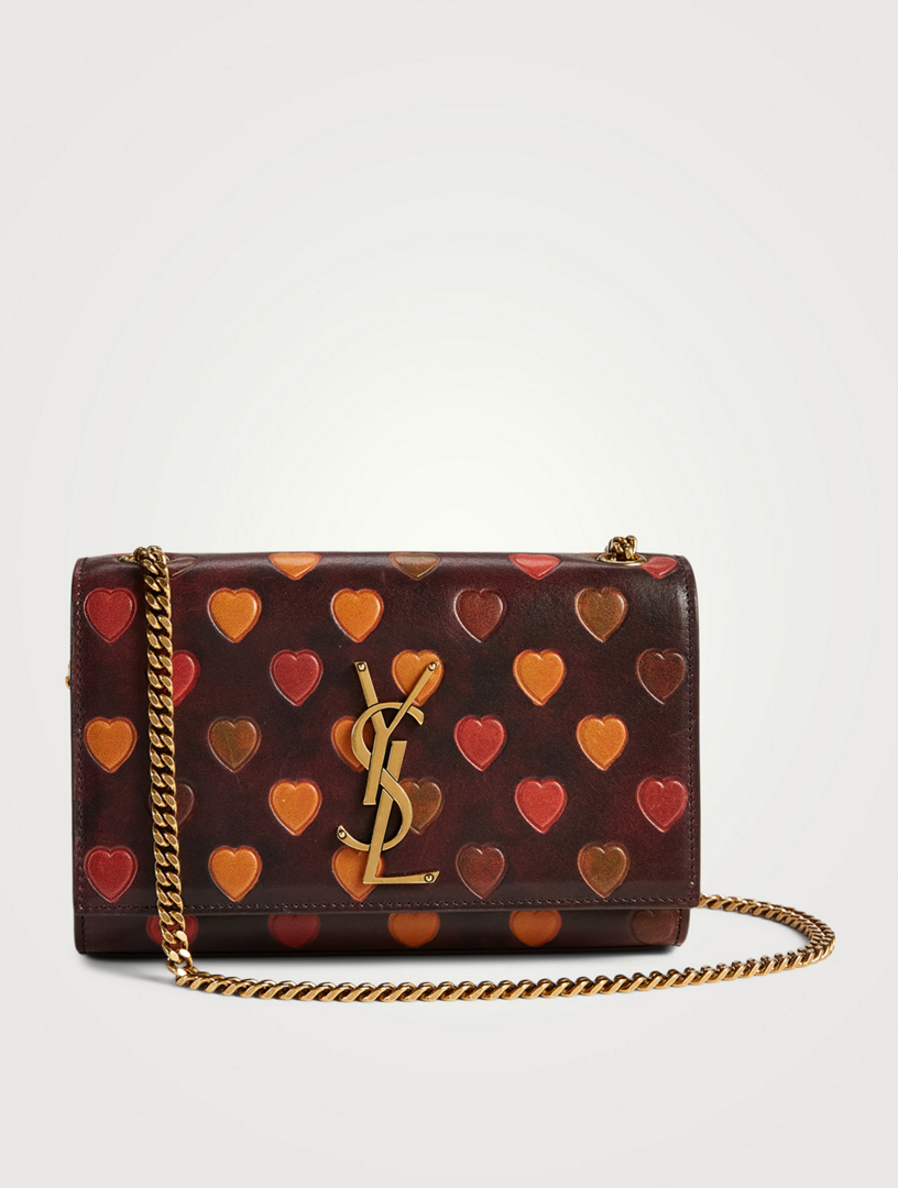 Saint Laurent Leopard Heart Print Leather Monogram Kate Chain Small Sh –  LuxeDH