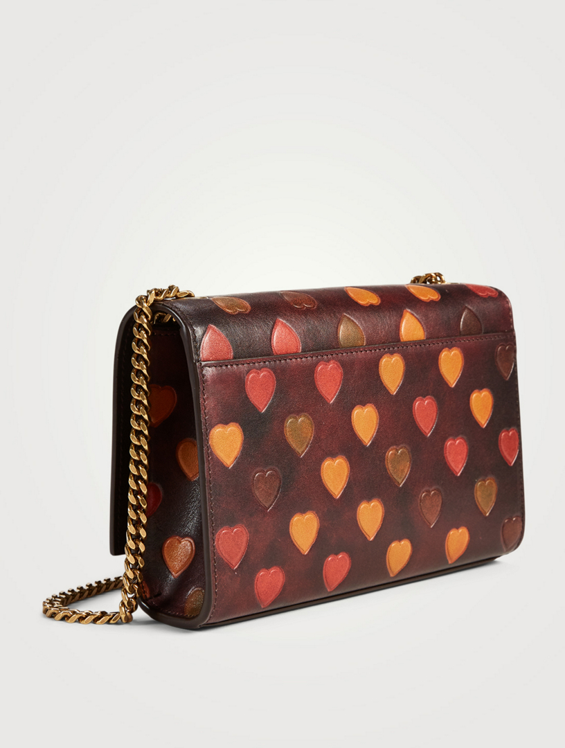 Saint Laurent Kate Small YSL Heart-Print Chain Shoulder Bag