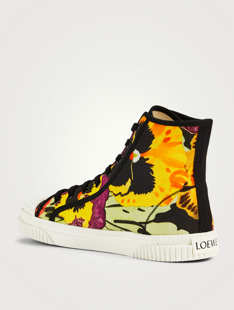 LOEWE Cotton High-Top Sneakers In Pansy Print Holt Renfrew