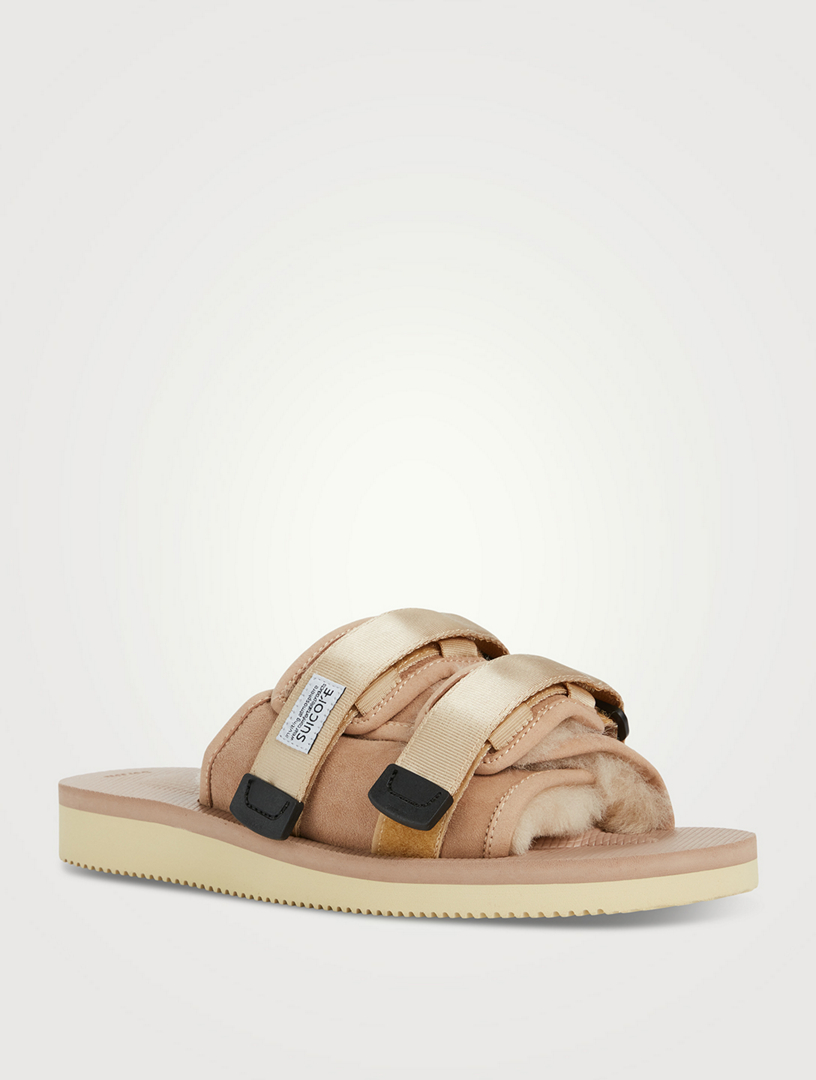 Moto-M2ab Shearling Suede Slide Sandals