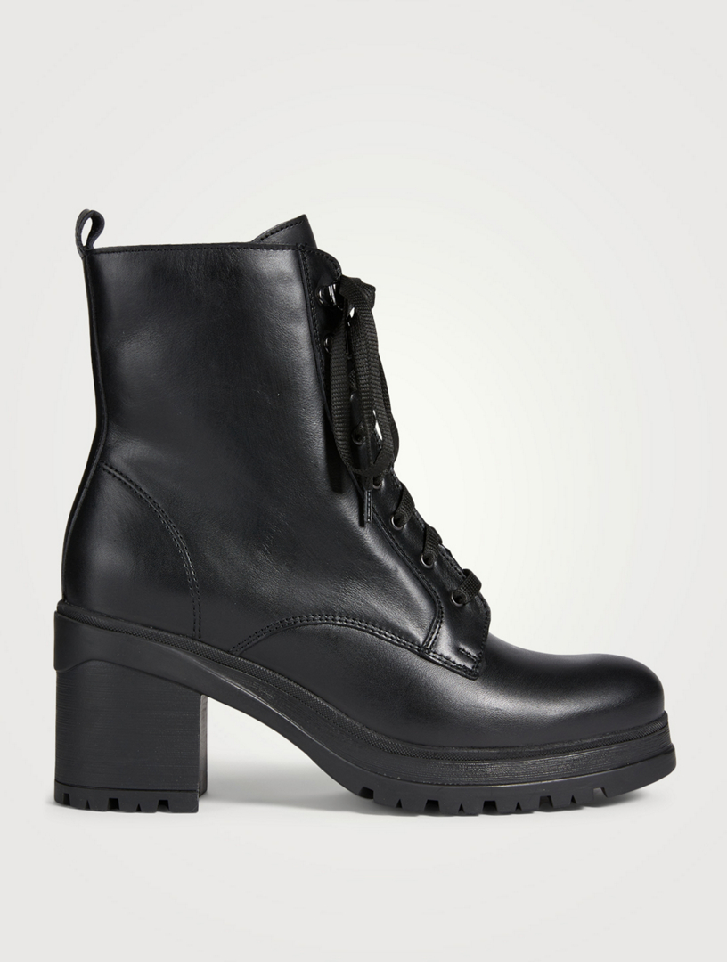 LA CANADIENNE Prunella Leather Heeled Lace-up Ankle Boots | Holt Renfrew