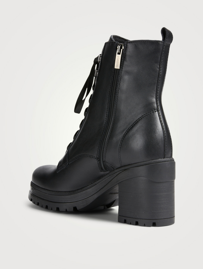 Prunella Leather Heeled Lace-up Ankle Boots