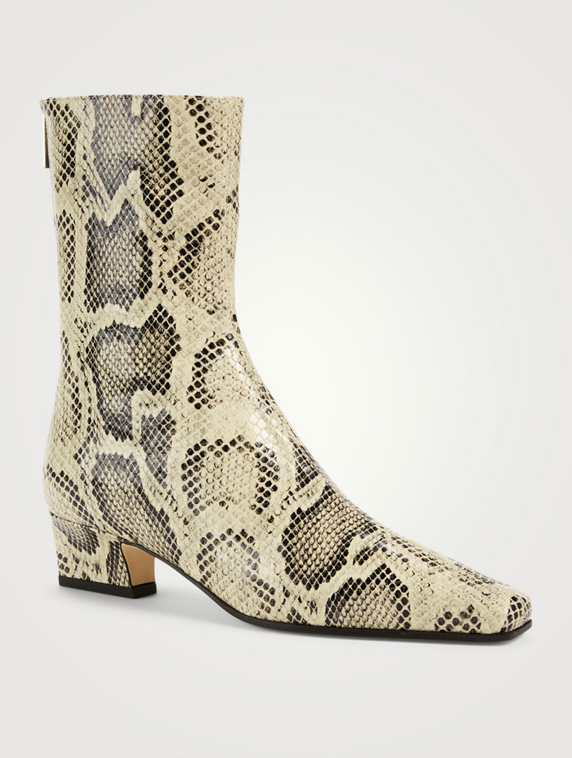 City Snakeskin Embossed Leather Ankle Boots