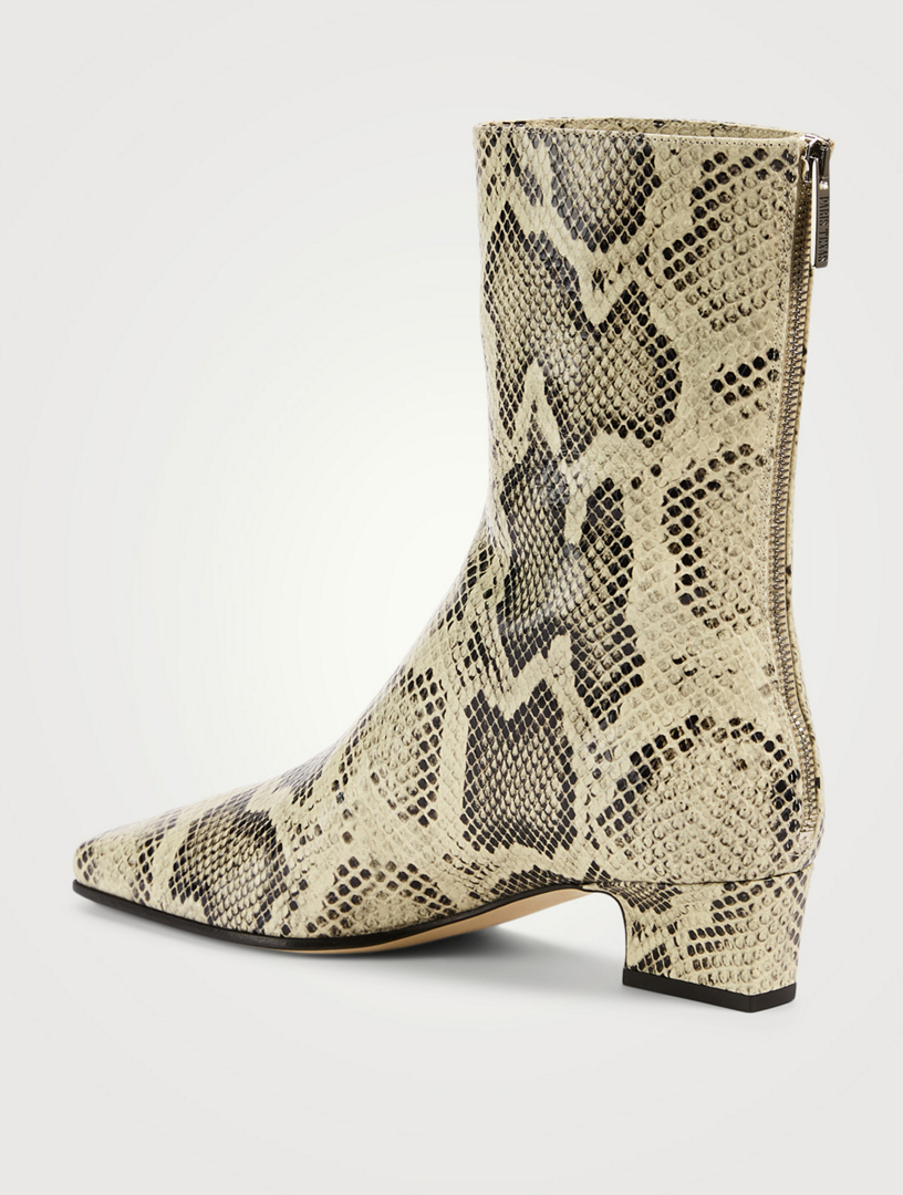 City Snakeskin-Embossed Leather Ankle Boots