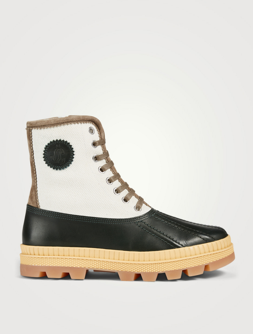 Oskar Leather And Canvas Ankle Boots