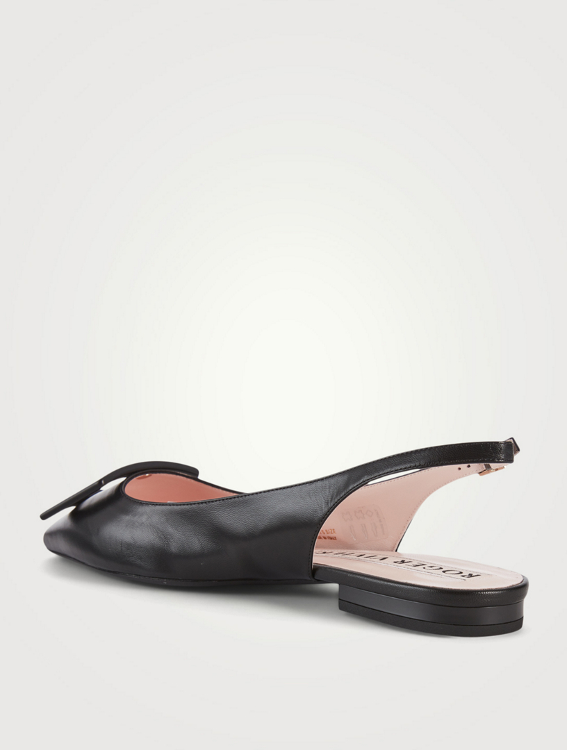 Gommettine Lacquered Buckle Leather Slingback Flats