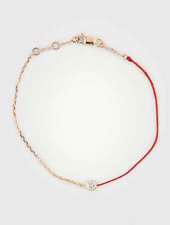 Bracelet fil et chaîne Pure en or rose 18 carats avec diamant