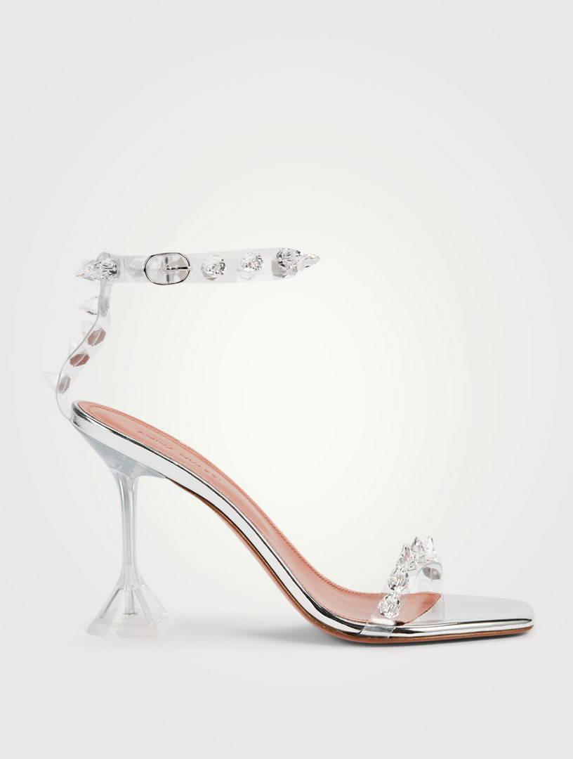 AMINA MUADDI Julia Glass Clear PVC Heeled Sandals | Holt