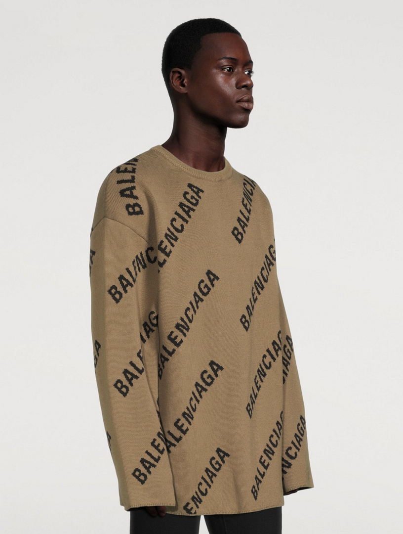 BALENCIAGA Wool Blend Sweater In Logo Print Holt Renfrew