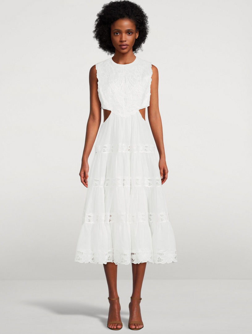 zimmermann cassia midi dress Zimmermann Cassia Shirred Midi Dress Musk Floral Size 1 / AU 10