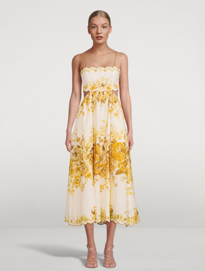 knee length dresses for ladies Zimmermann Aliane Scallop Midi Dress