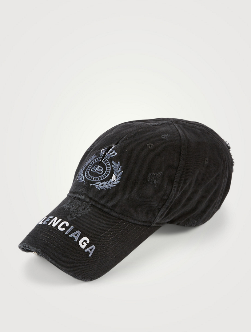 Balenciaga Man Black Bb Mode Destroyed Piercing Baseball Cap