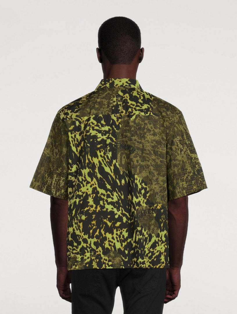 4G Short-Sleeve Zip Shirt Animal Print