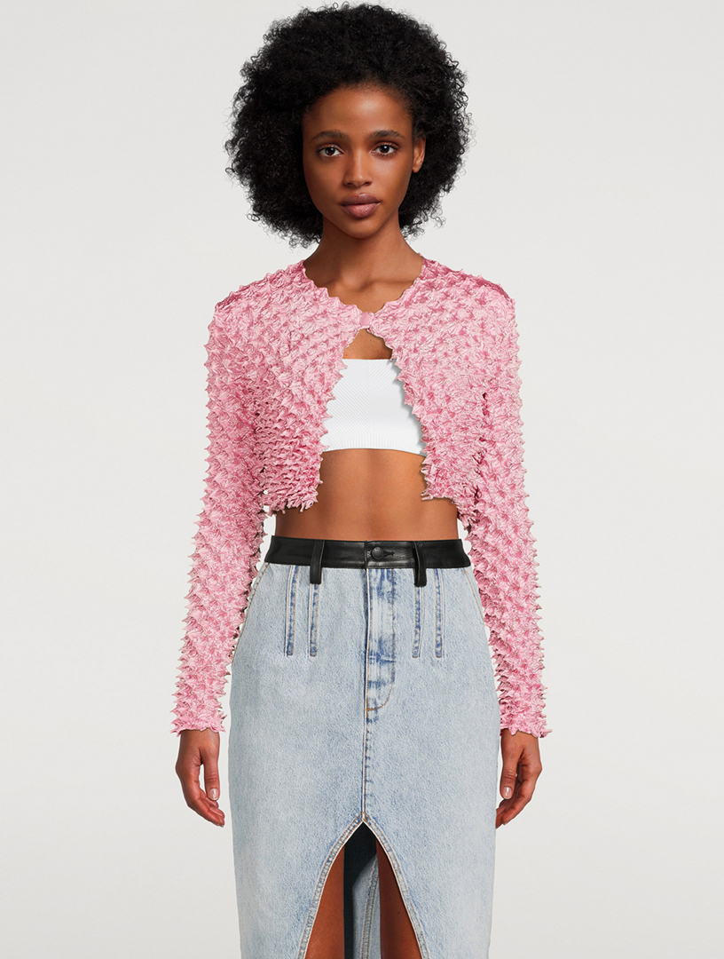 Shibori Satin Cropped Cardigan