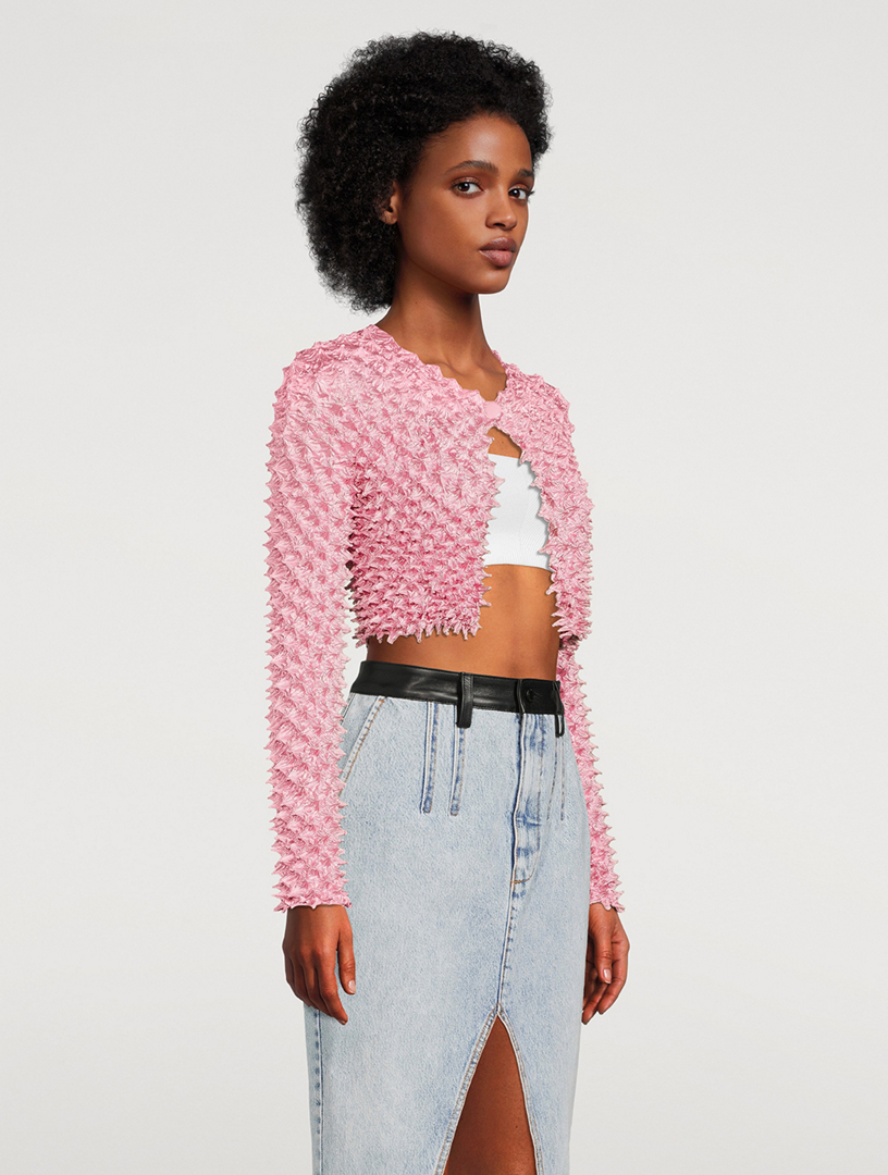 Shibori Satin Cropped Cardigan