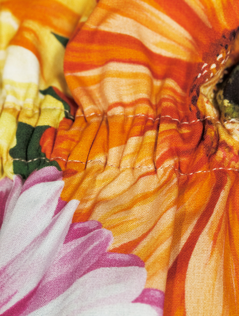 Poplin Crop Top Gerbera Daisy Print