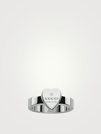 Bague en argent à cœur et logo Gucci signature