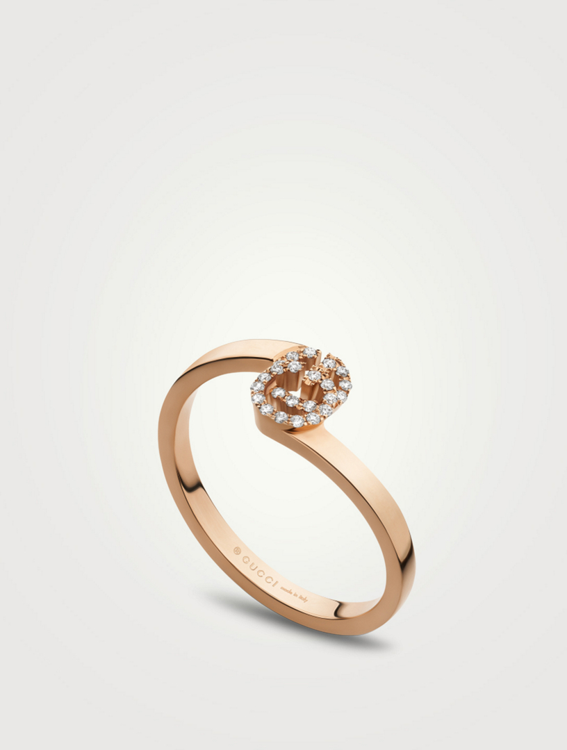 GG 18K Rose Gold Ring With Diamonds