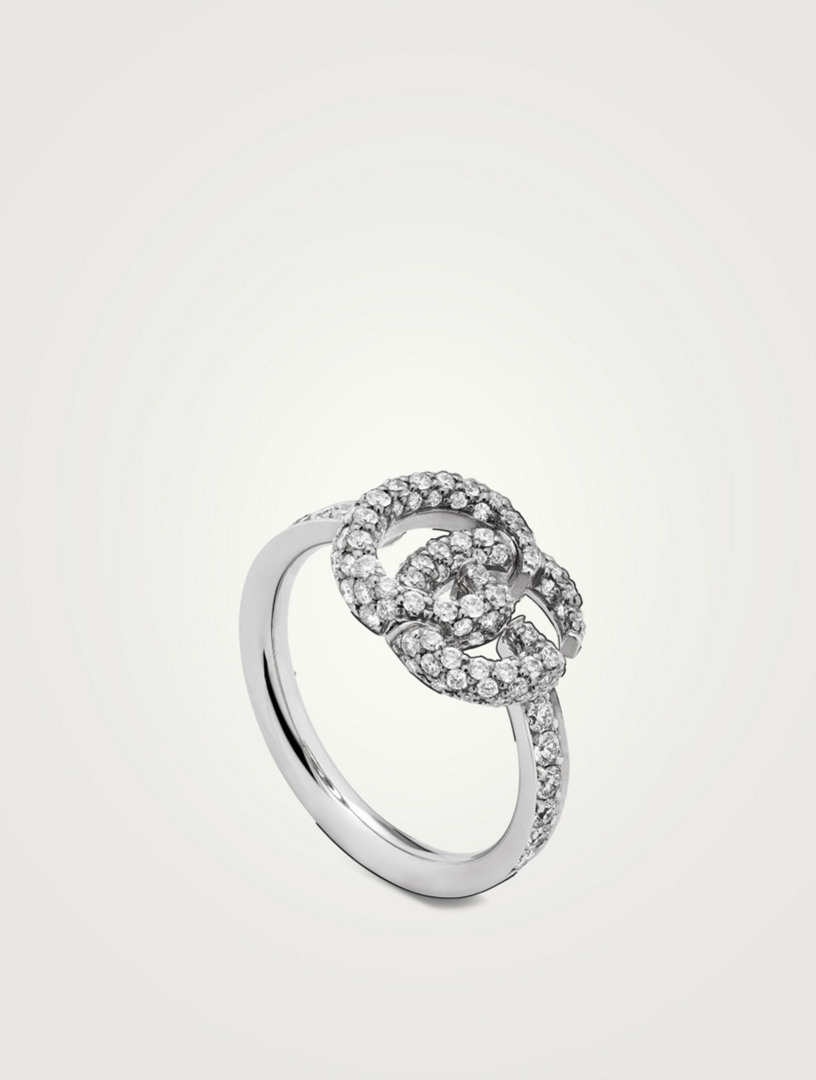 GUCCI GG Running 18K White Gold Ring With Diamonds Holt Renfrew