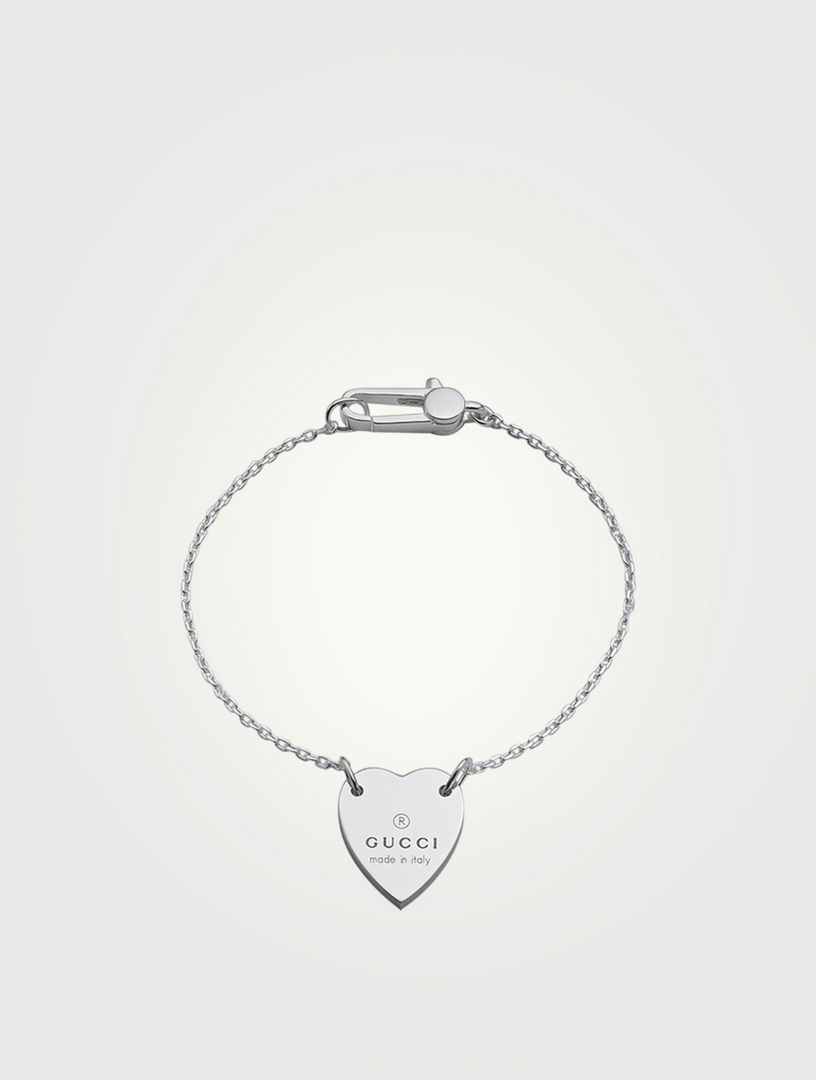 GUCCI Sterling Silver Heart Bracelet  Metallic