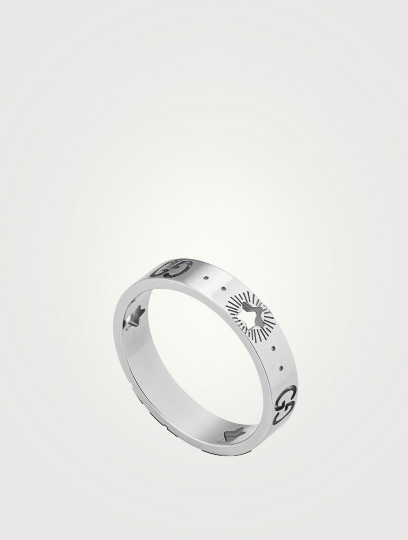 Icon 18K White Gold Ring With Stars