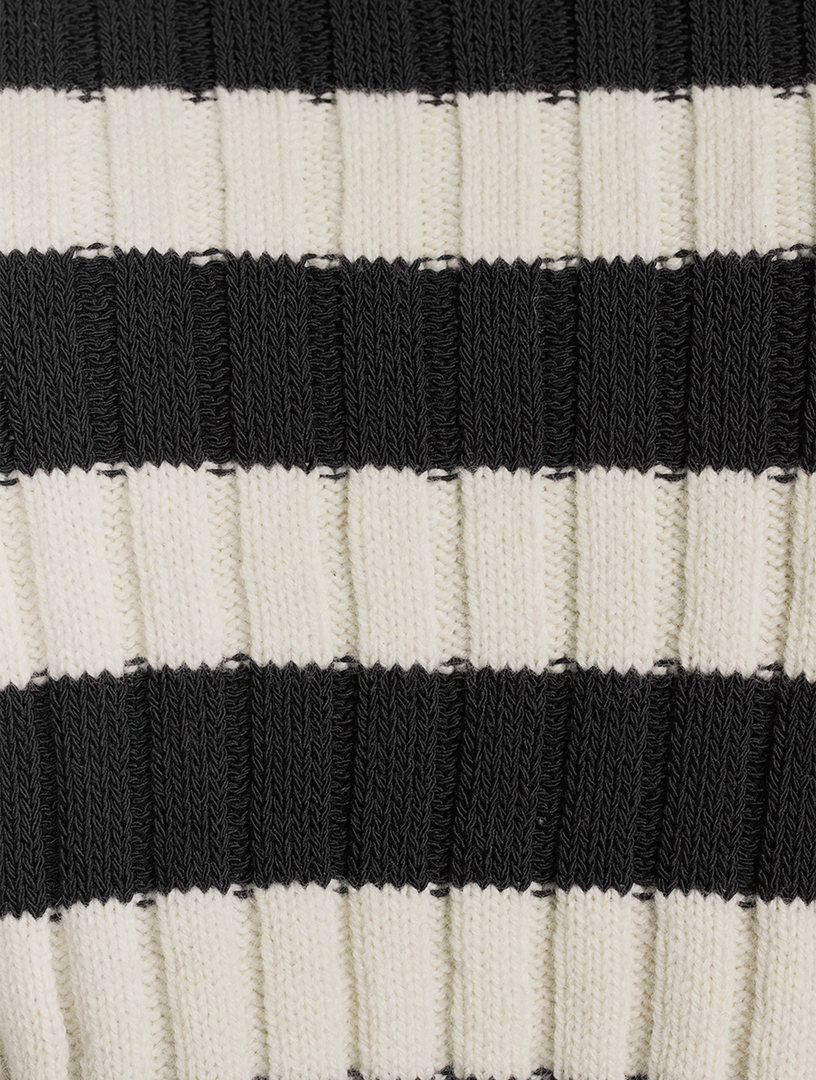 Cropped Sweater Stripe Print