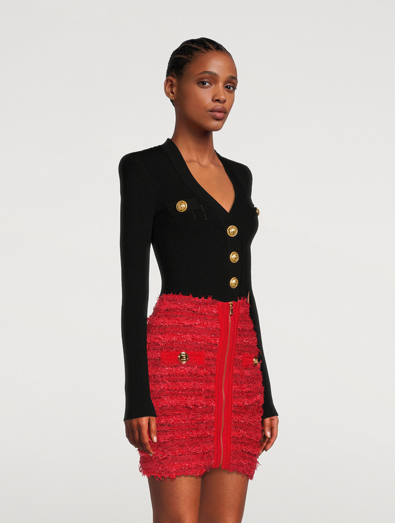 ミニスカート Balmain Mini Gonna In Tweed BALMAIN Zip-Front Tweed Mini Skirt | Holt Renfrew