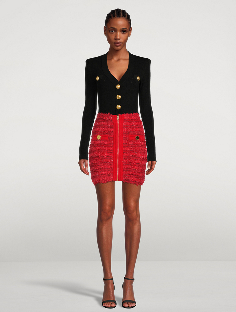 ミニスカート Balmain Mini Gonna In Tweed BALMAIN Zip-Front Tweed Mini Skirt | Holt Renfrew