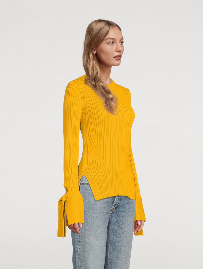 Merino Wool Sweater With Tie Cuffs