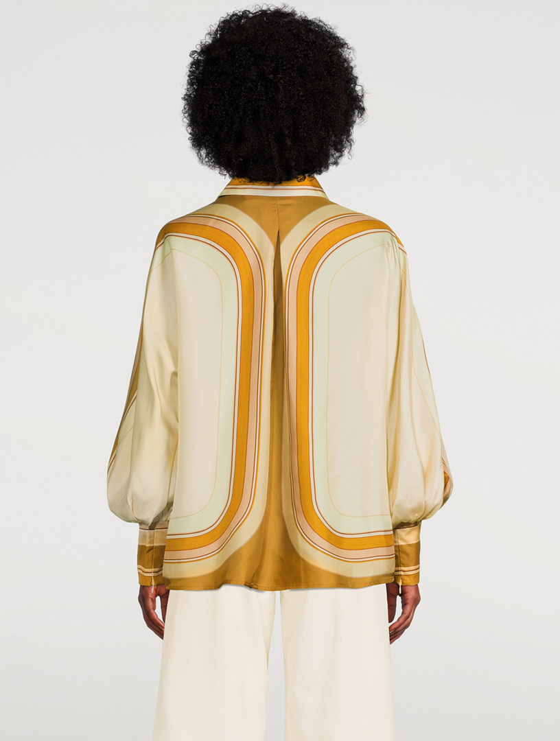 Temp Silk Poet Shirt Stripe Print