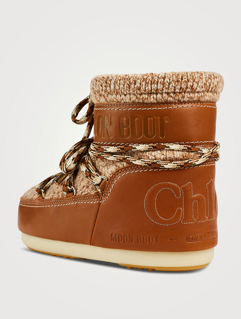 CHLOÉ Chloé x Moon Boot Knit And Leather Boots | Holt Renfrew