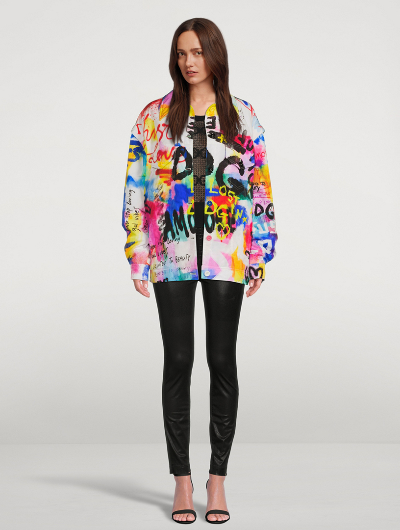 Convertible Jacket Graffiti Print