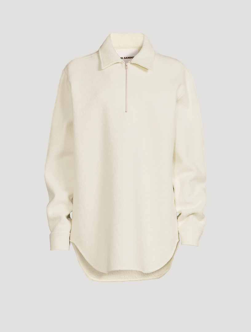 Cotton And Wool Quarter-Zip Shirt