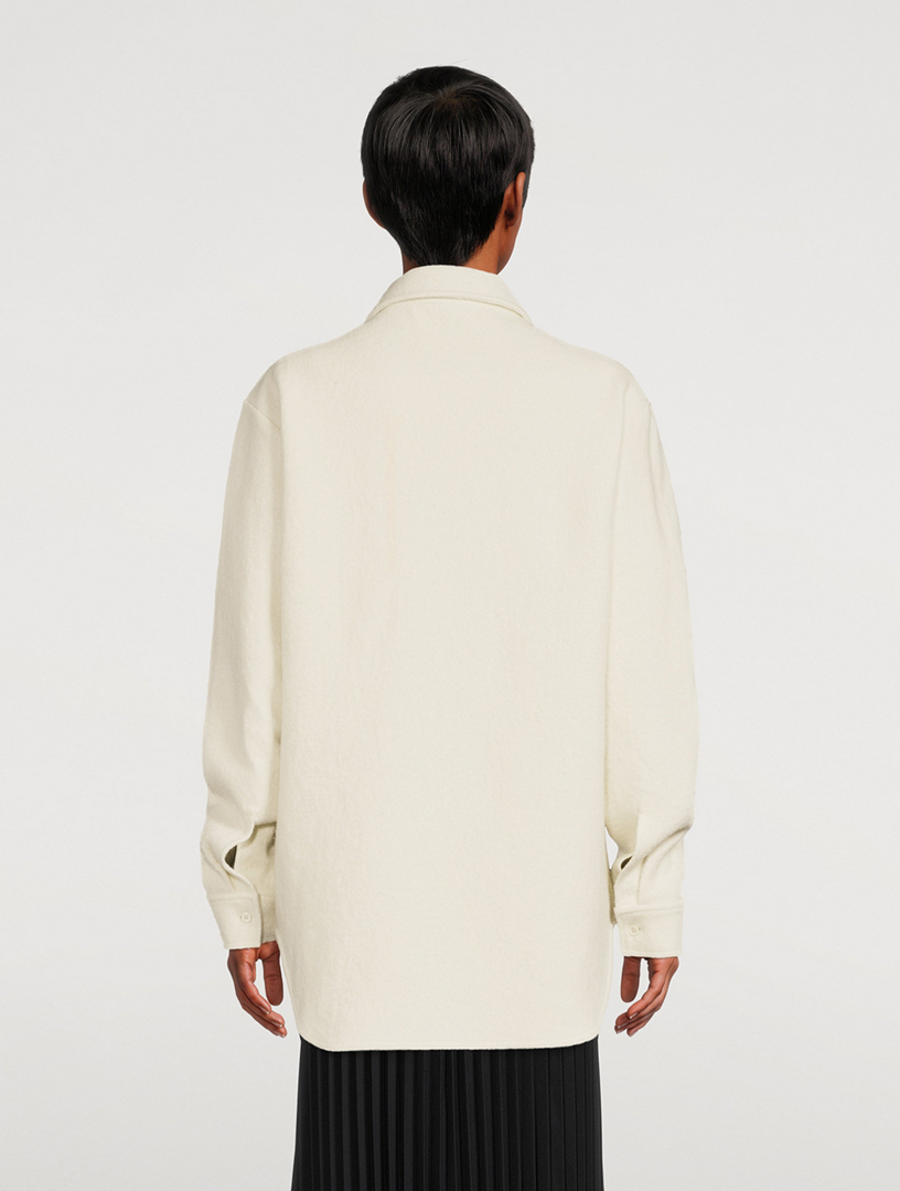 Cotton And Wool Quarter-Zip Shirt