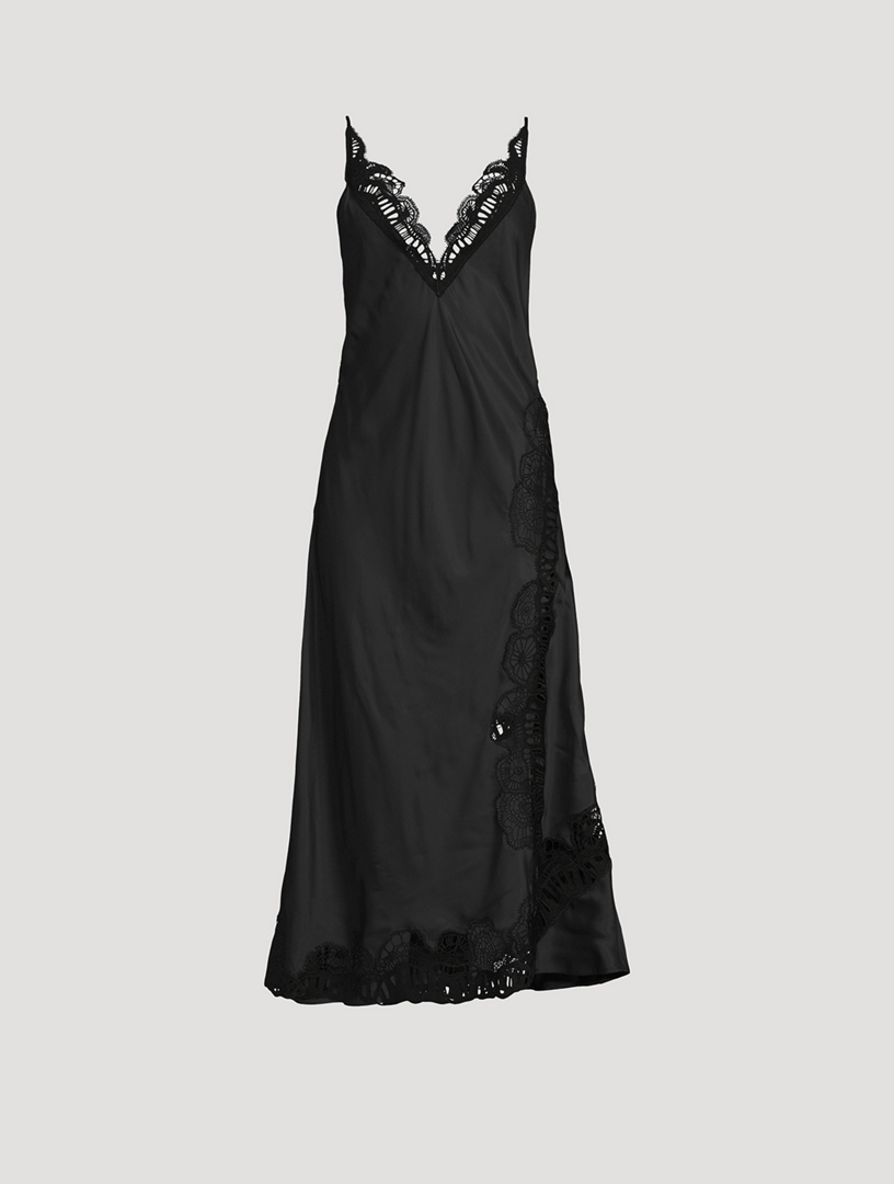 Lace-Trimmed Slip Dress