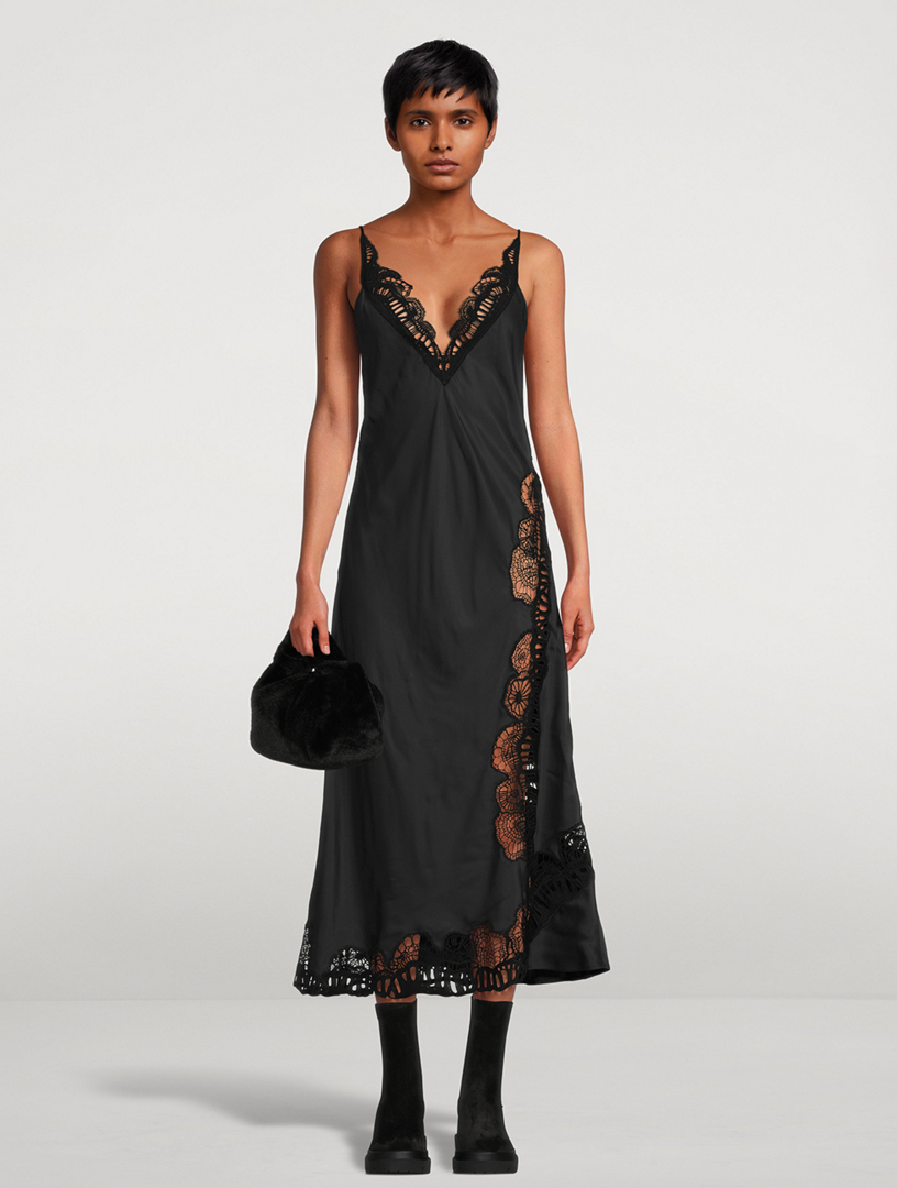 chinese dress ladies Jil Sander Lace-Panel Midi Dress