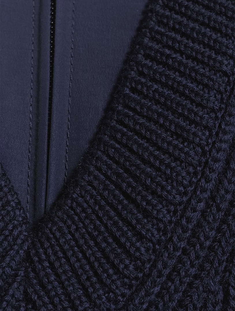BALENCIAGA Wool Ribbed Knit Layered V-Neck Track Sweater | Holt 