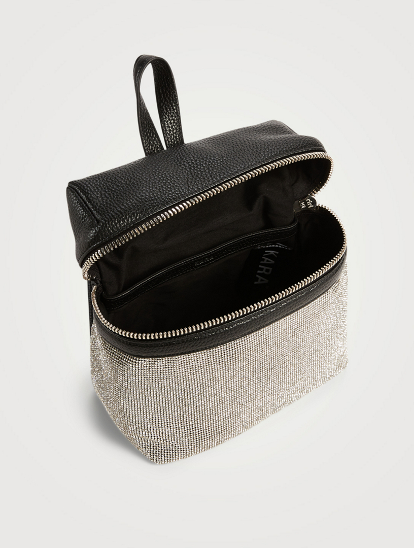 Small Crystal Mesh And Leather Backpack