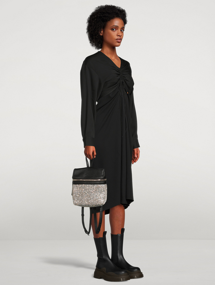 KARA Small Crystal Mesh And Leather Backpack | Holt Renfrew display picture 3