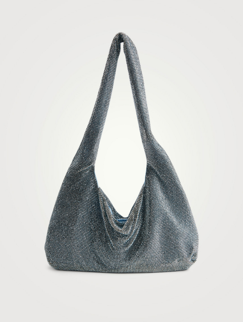 Silver Kara Crystal Bag Crystal Mesh Shoulder Bag