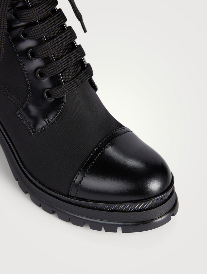 Laced leather booties on sale prada