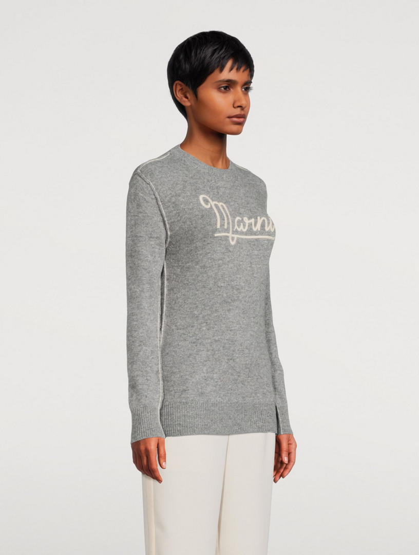 MARNI Shetland Wool Sweater With Logo | Holt Renfrew