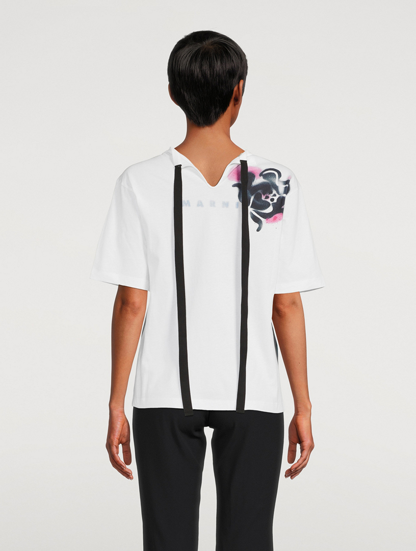 【LOULOUSEOUL】Ribbon Tie T-Shirt (Black) Ribbon Tie T-Shirt (White) - LOULOUSEOUL