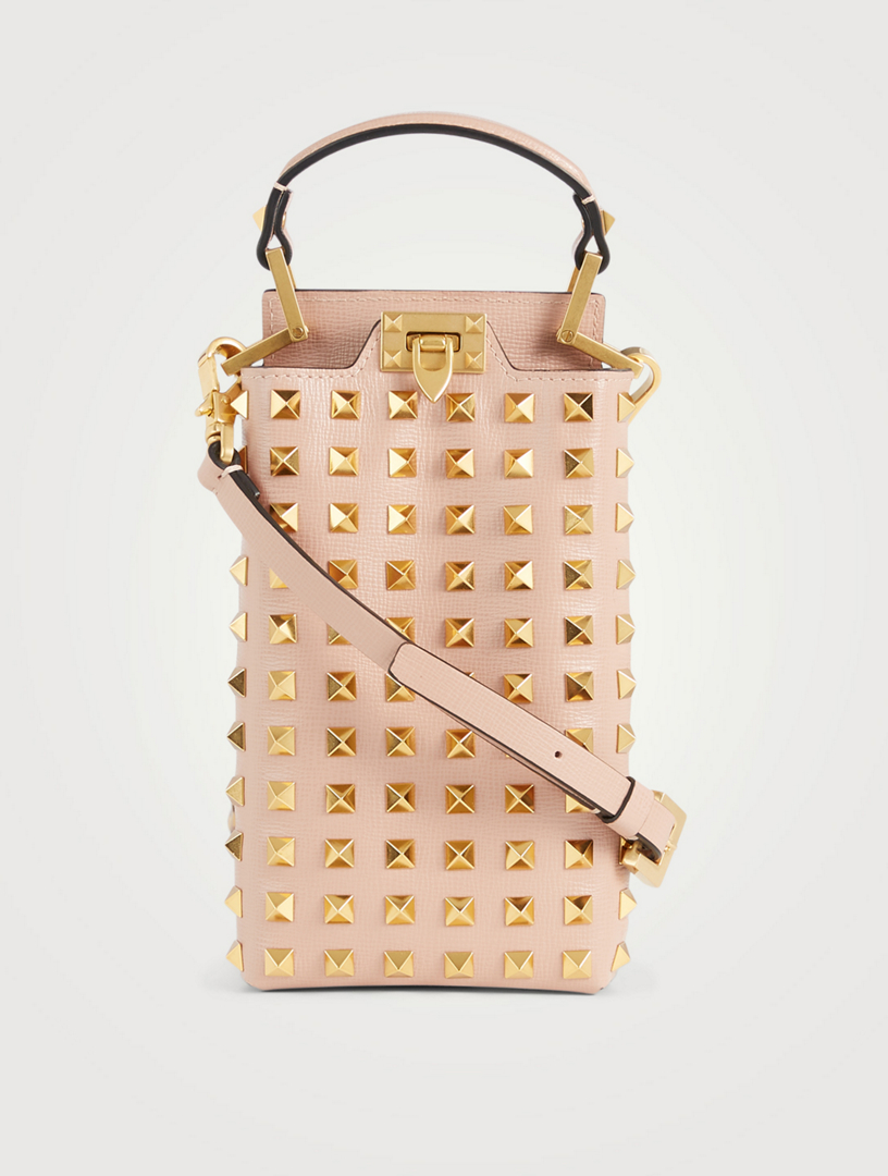 Rockstud Leather Crossbody Phone Bag