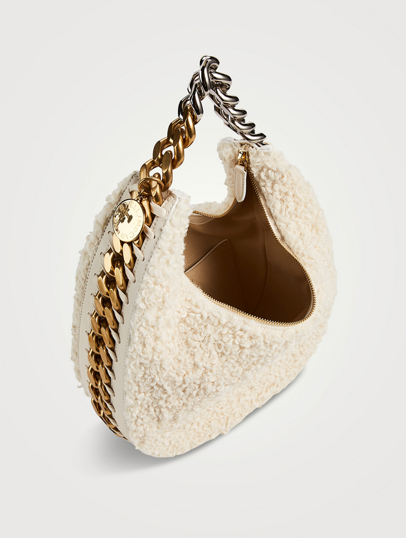 Small Frayme Faux Shearling Chain Shoulder Bag