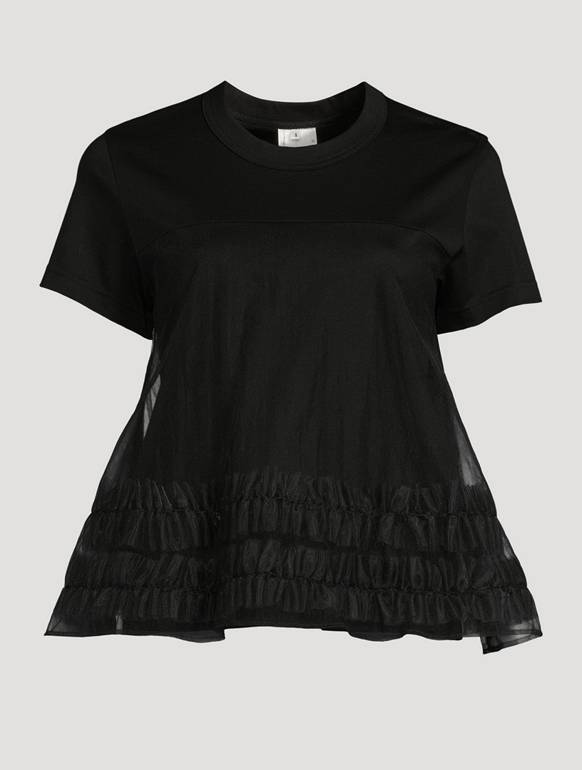 トップス kei kei NOIR KEI NINOMIYA Cotton T-Shirt With Organdy Overlay | Holt
