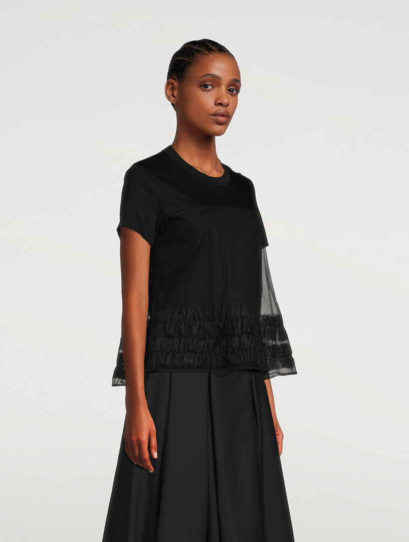 トップス kei kei NOIR KEI NINOMIYA Cotton T-Shirt With Organdy Overlay | Holt