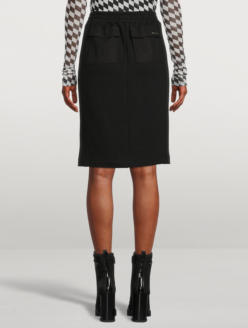 Button-Down Cotton Terry Midi Skirt
